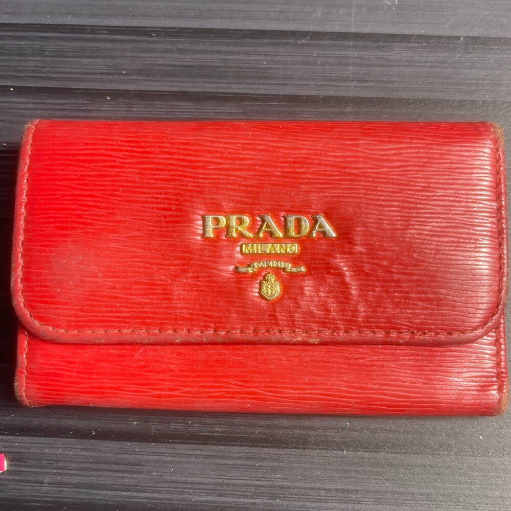 Prada Red Leather CardKey Holder